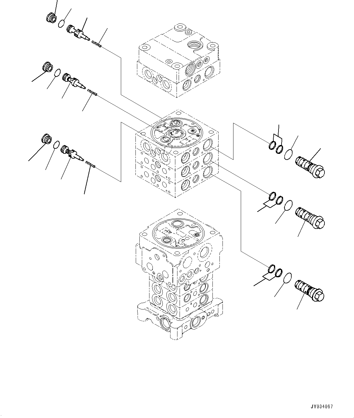 Komatsu parts book diagram for PC170LC-11 S/N 37001-UP: CONTROL VALVE, 7-VALVE (5/30)(#35001-)