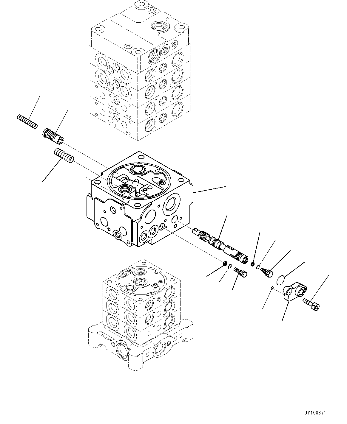 Komatsu parts book diagram for PC170LC-11 S/N 37001-UP: CONTROL VALVE, 7-VALVE (7/30)(#35001-)