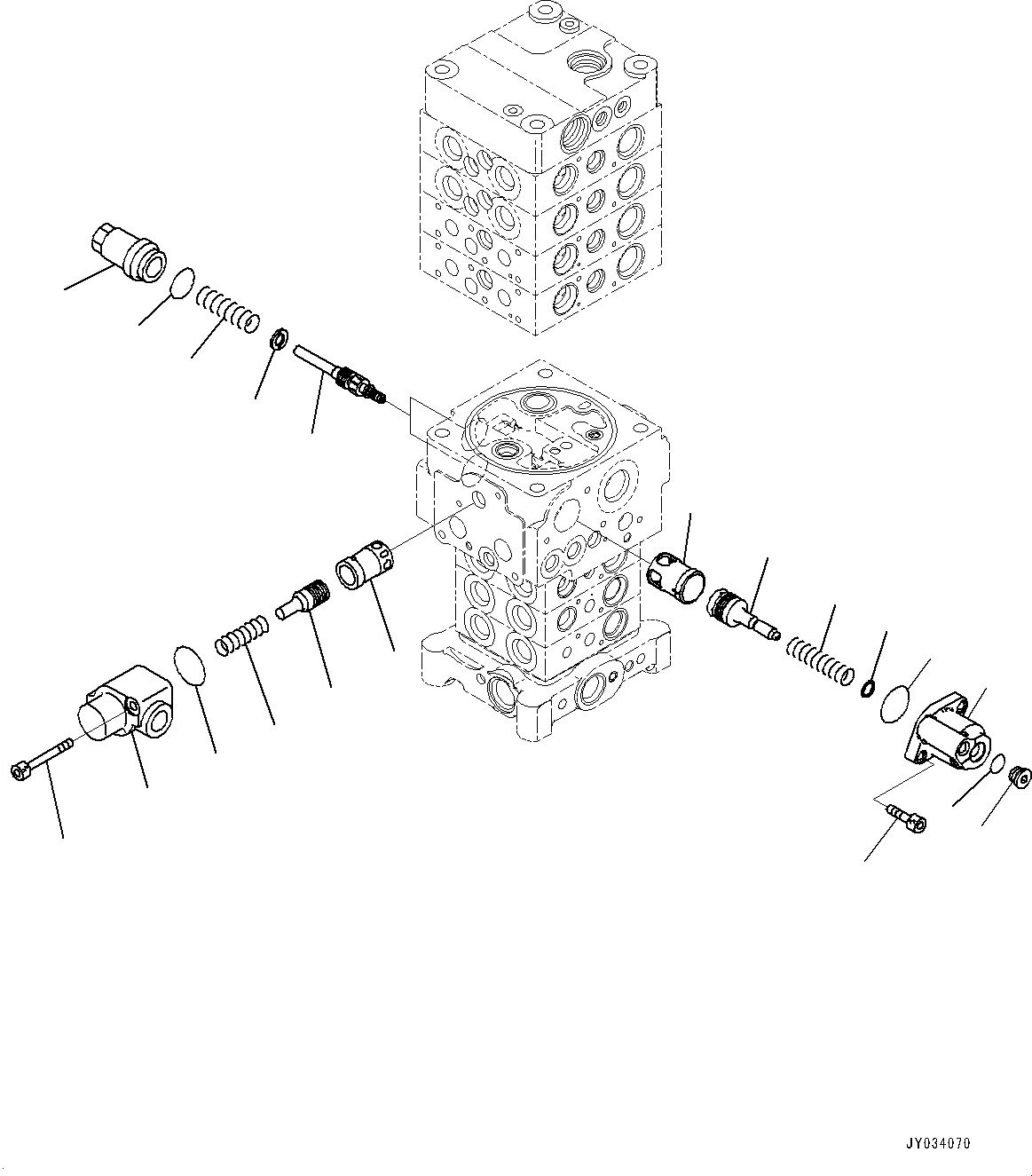 Komatsu parts book diagram for PC170LC-11 S/N 37001-UP: CONTROL VALVE, 7-VALVE (8/30)(#35724-)