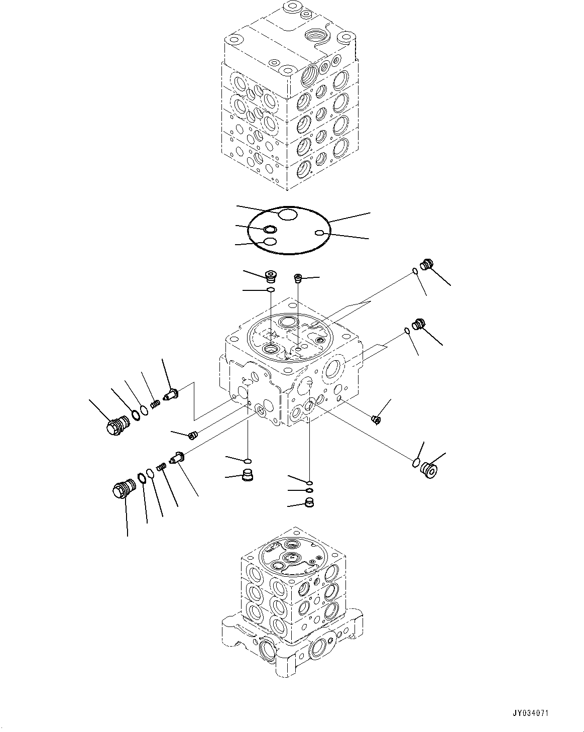 Komatsu parts book diagram for PC170LC-11 S/N 37001-UP: CONTROL VALVE, 7-VALVE (9/30)(#35724-)