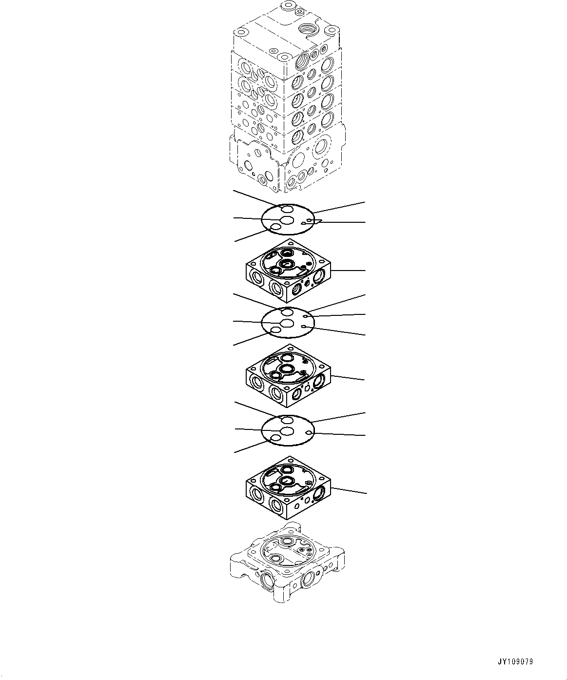 Komatsu parts book diagram for PC170LC-11 S/N 37001-UP: CONTROL VALVE, 7-VALVE (10/30)(#35724-)
