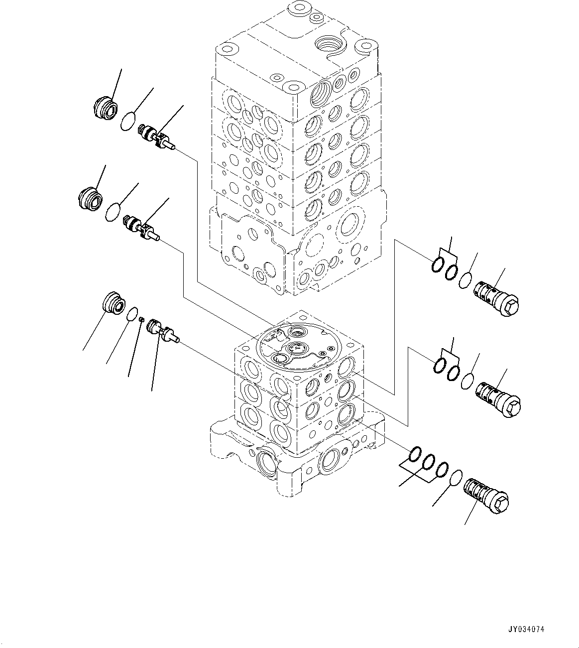 Komatsu parts book diagram for PC170LC-11 S/N 37001-UP: CONTROL VALVE, 7-VALVE (12/30)(#35724-)