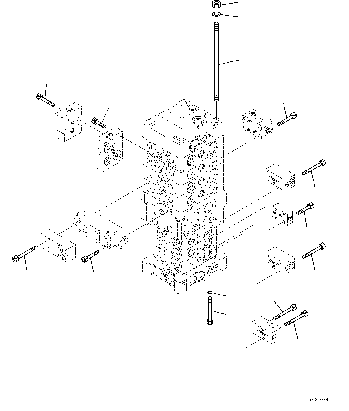 Komatsu parts book diagram for PC170LC-11 S/N 37001-UP: CONTROL VALVE, 7-VALVE (14/30)(#35724-)