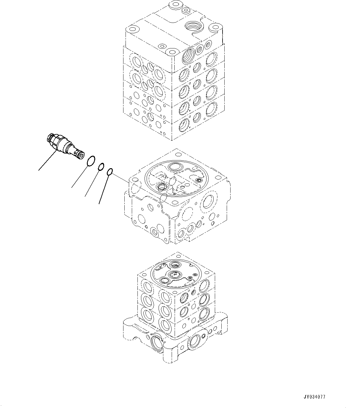 Komatsu parts book diagram for PC170LC-11 S/N 37001-UP: CONTROL VALVE, 7-VALVE (15/30)(#35724-)