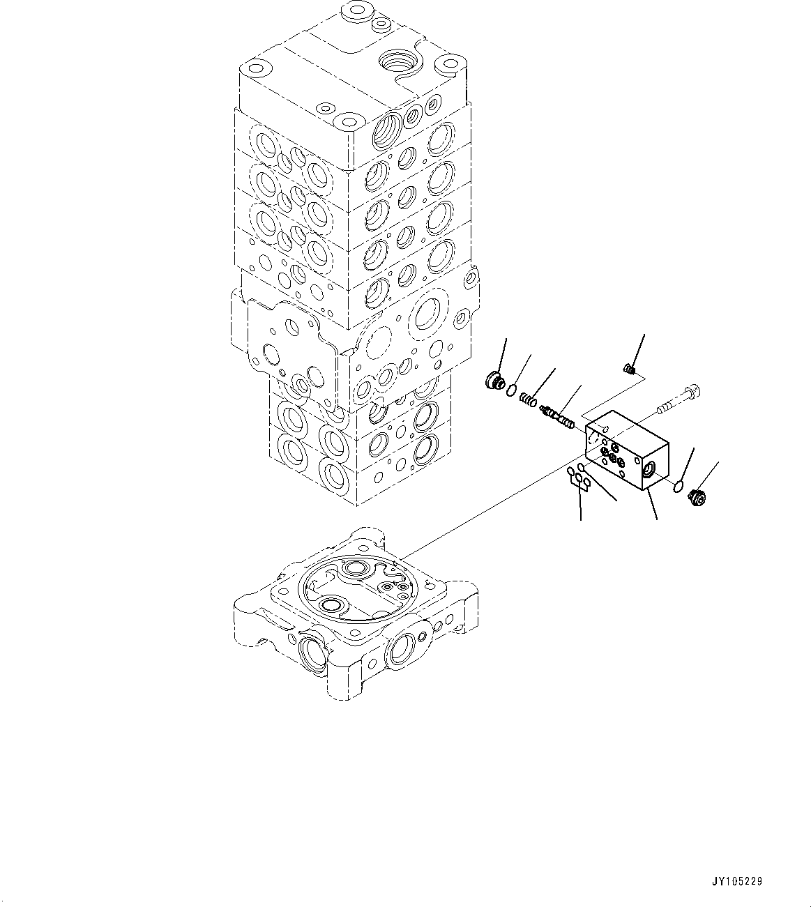 Komatsu parts book diagram for PC170LC-11 S/N 37001-UP: CONTROL VALVE, 7-VALVE (19/30)(#35820-)