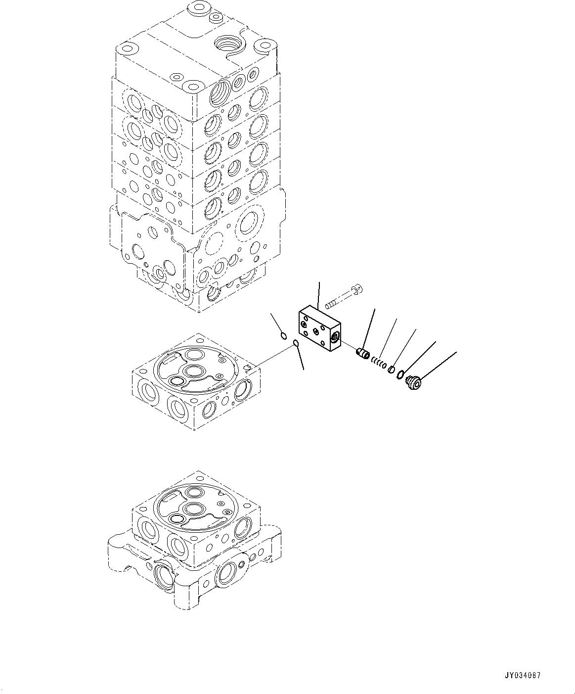 Komatsu parts book diagram for PC170LC-11 S/N 37001-UP: CONTROL VALVE, 7-VALVE (24/30)(#35724-)