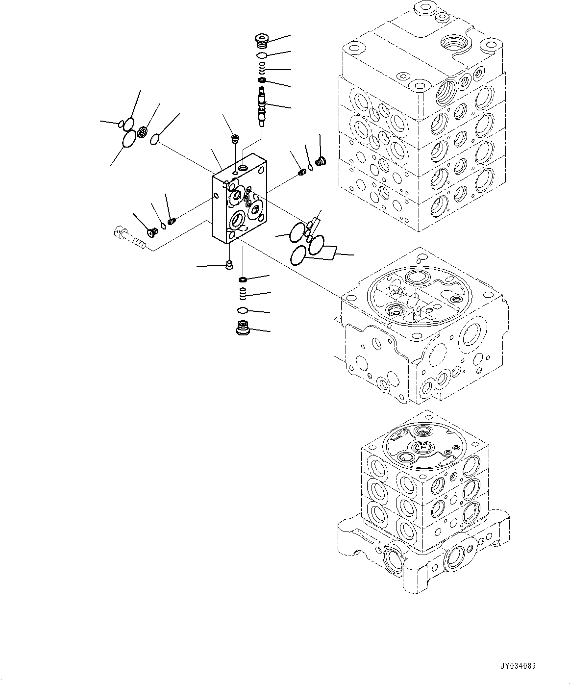 Komatsu parts book diagram for PC170LC-11 S/N 37001-UP: CONTROL VALVE, 7-VALVE (26/30)(#35724-)