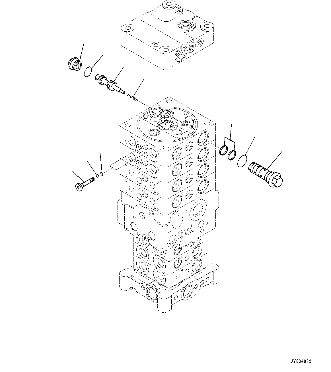 Komatsu parts book diagram for PC170LC-11 S/N 37001-UP: CONTROL VALVE, 7-VALVE (29/30)(#35001-)