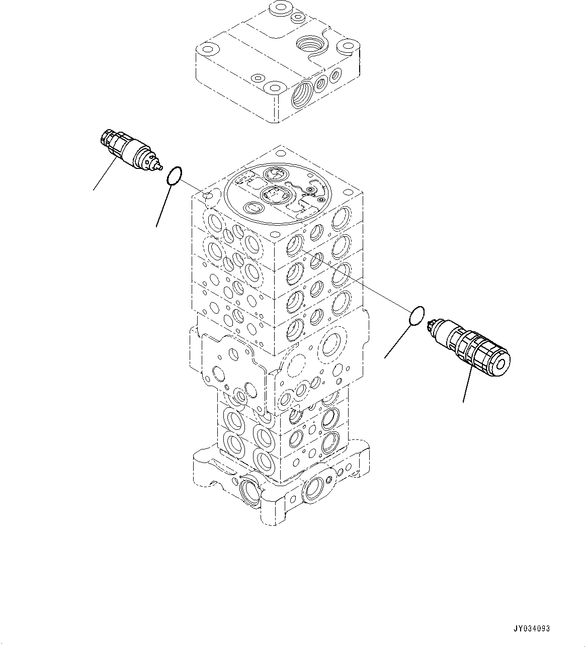 Komatsu parts book diagram for PC170LC-11 S/N 37001-UP: CONTROL VALVE, 7-VALVE (30/30)(#35724-)