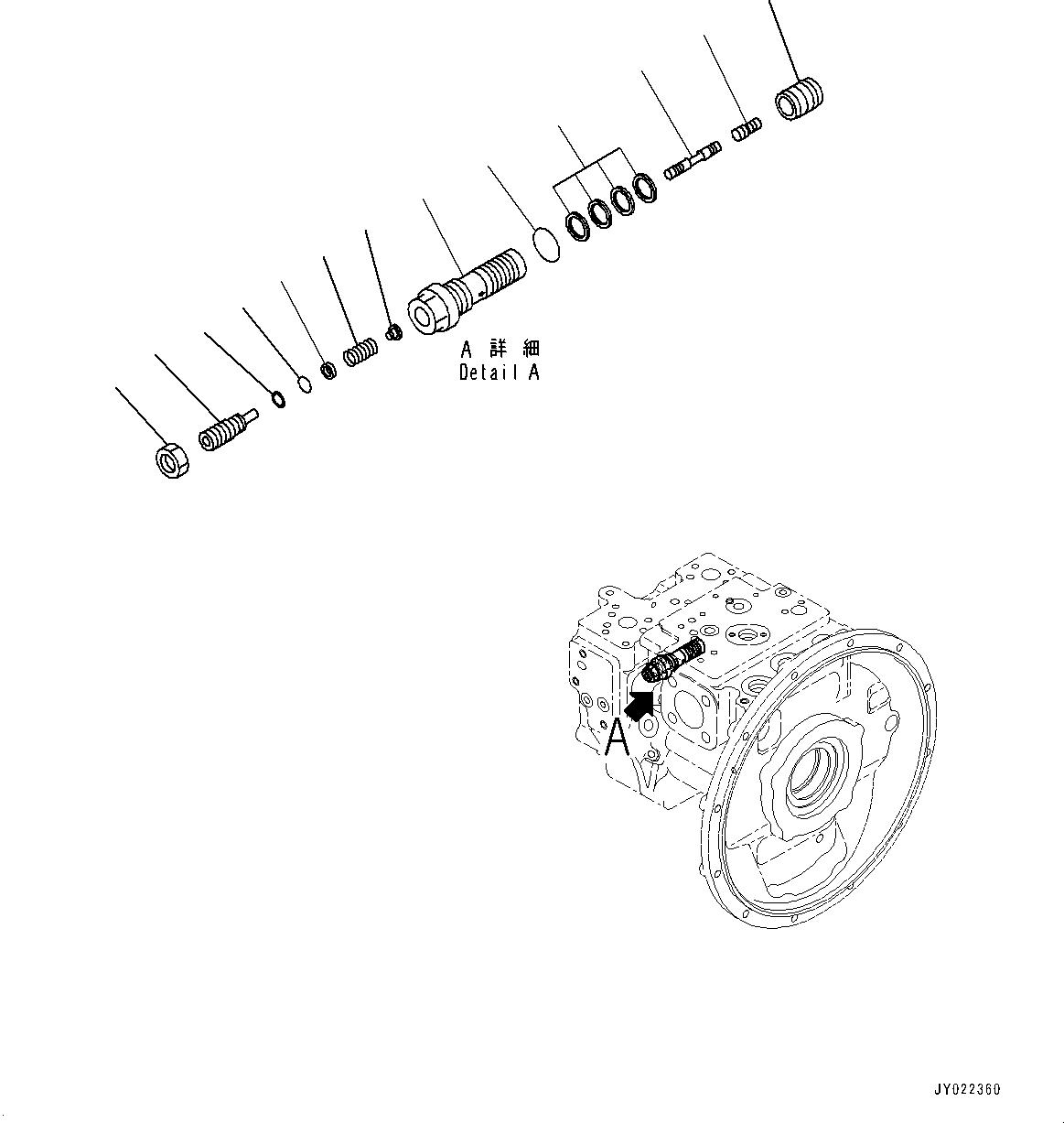 Komatsu parts book diagram for PC170LC-11 S/N 37001-UP: HYDRAULIC PUMP, PISTON PUMP (8/9)(#35001-)