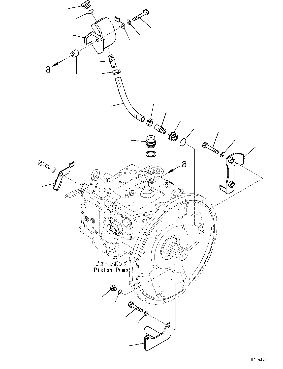 Komatsu parts book diagram for PC170LC-11 S/N 37001-UP: HYDRAULIC PUMP, CONNECTING PARTS(#35001-)