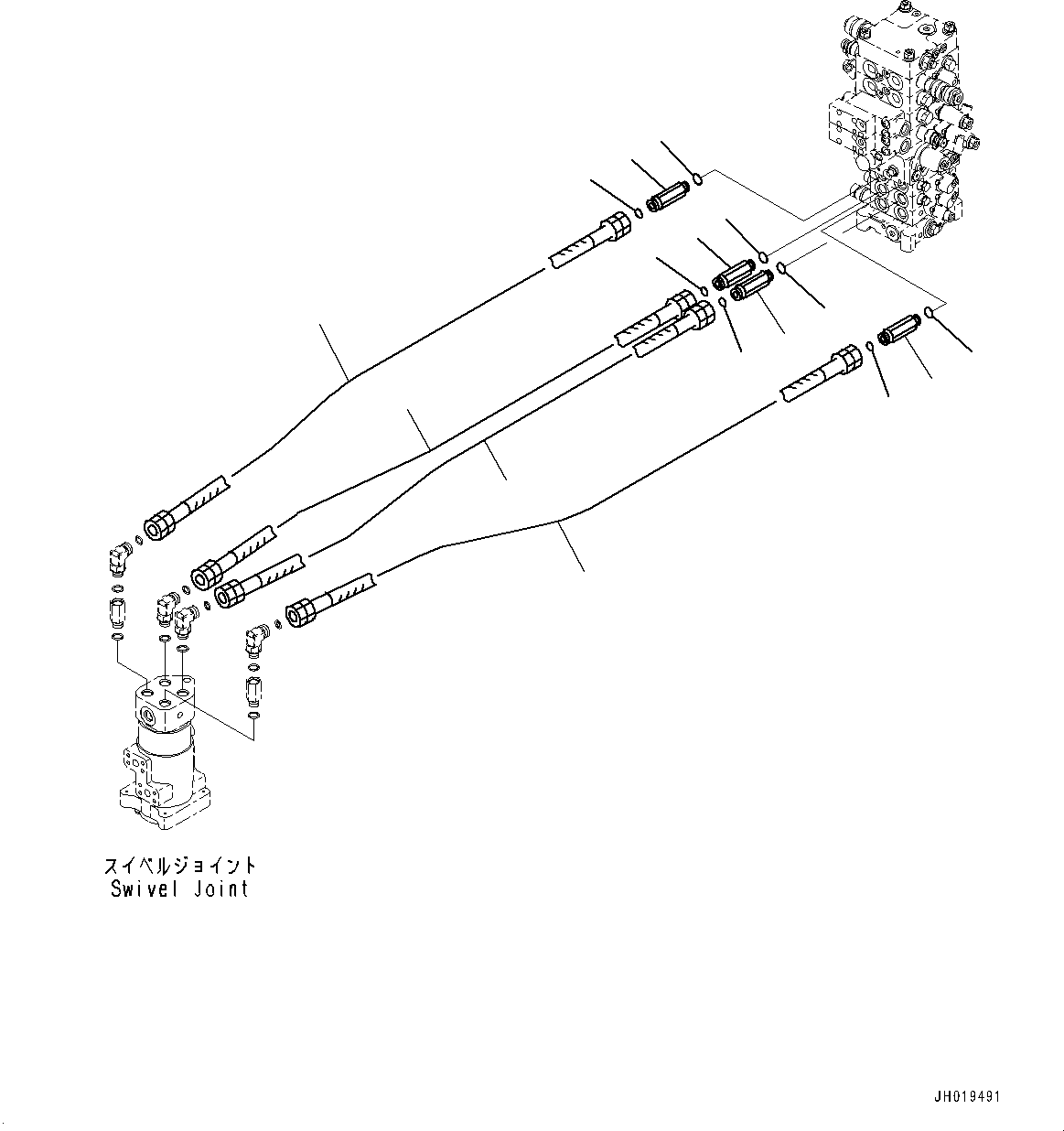 Komatsu parts book diagram for PC170LC-11 S/N 37001-UP: TRAVEL PIPING, (#35001-)