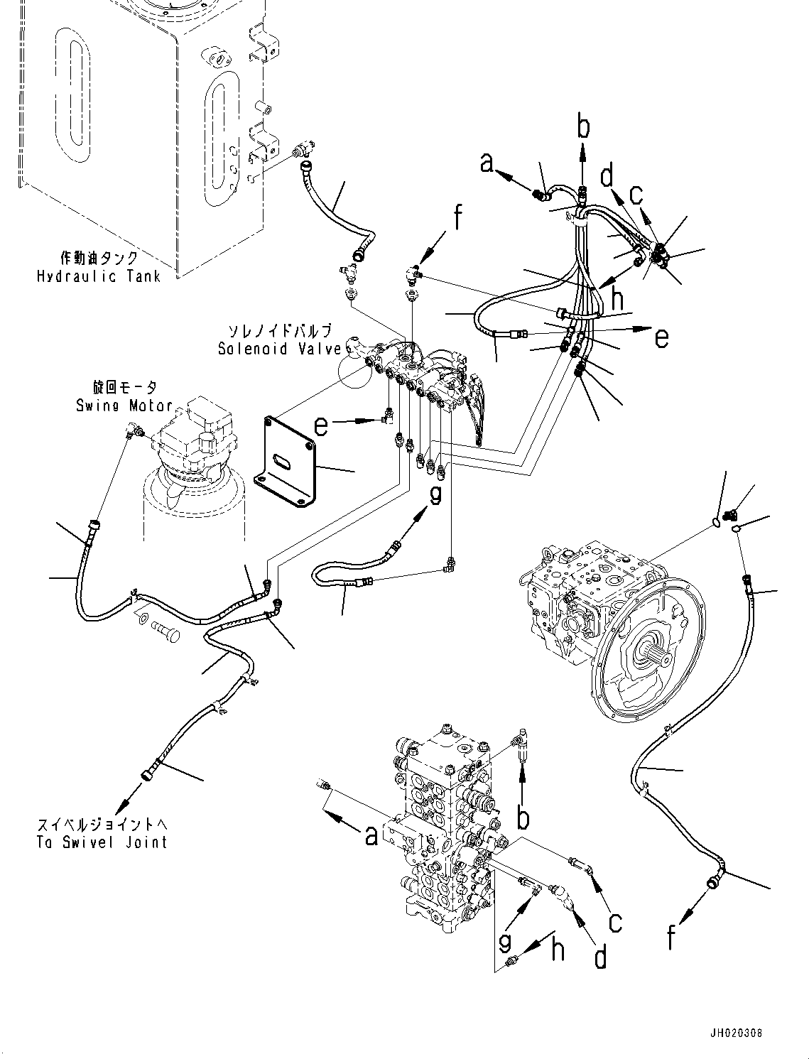 Komatsu parts book diagram for PC170LC-11 S/N 37001-UP: SOLENOID VALVE, HOSE(#37001-)