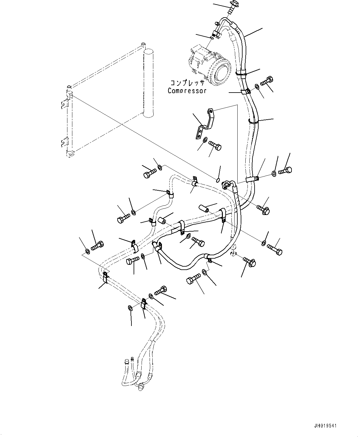 Komatsu parts book diagram for PC170LC-11 S/N 37001-UP: AIR CONDITIONER, COOLER PIPING(#36307-)