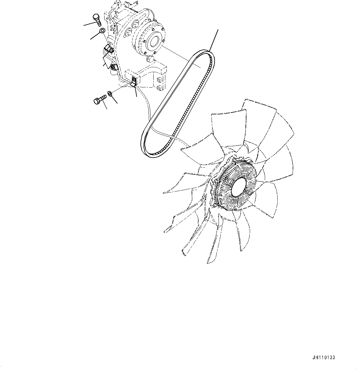 Komatsu parts book diagram for PC170LC-11 S/N 37001-UP: AIR CONDITIONER, V-BELT(#36307-)