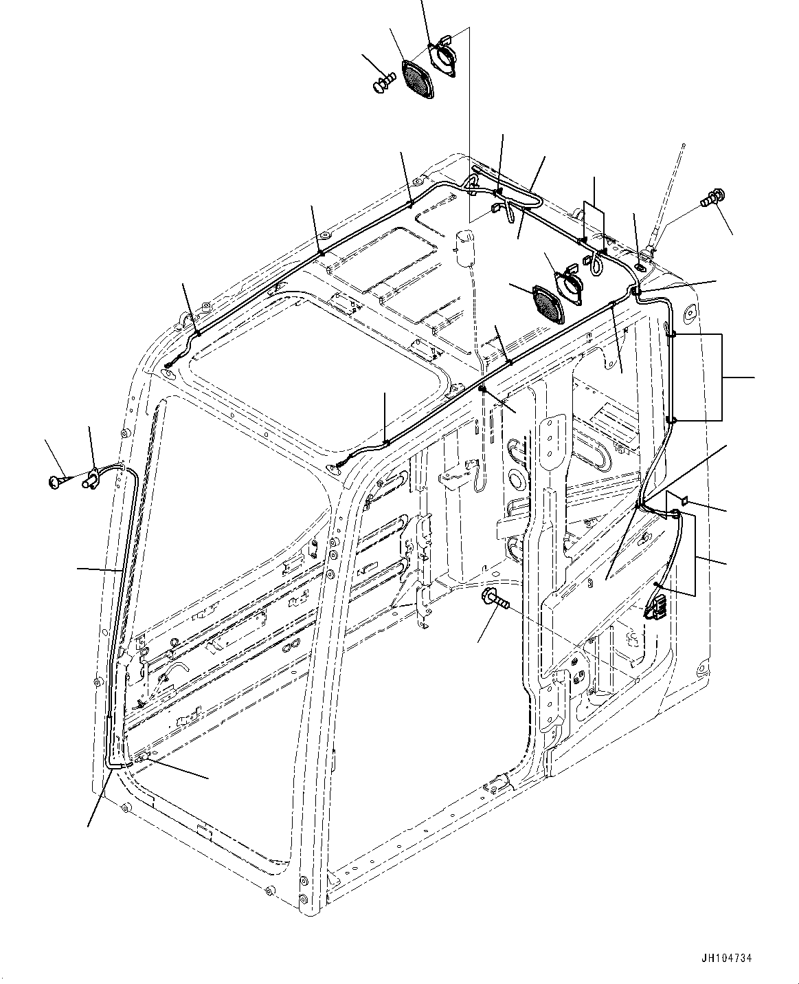 Komatsu parts book diagram for PC170LC-11 S/N 37001-UP: CAB, SPEAKER AND WINDOW WASHER HOSE(#37001-)