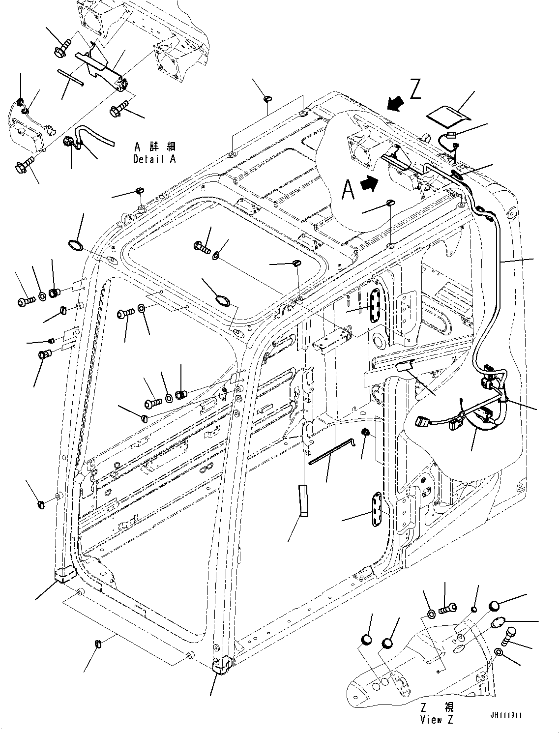Komatsu parts book diagram for PC170LC-11 S/N 37001-UP: CAB, GATEWAY FUNCTION CONTROLLER ANTENNA(#37001-)