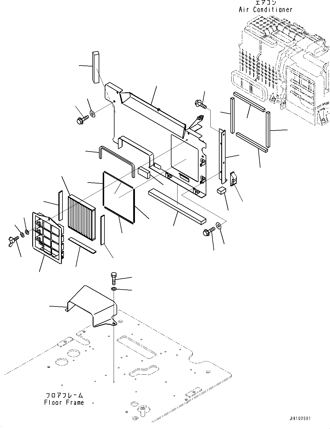 Komatsu parts book diagram for PC170LC-11 S/N 37001-UP: CAB, CAB IN PARTS, PARTITION AND RECIRCULATION AIR FILTER (REARVIEW CAMERA, 1 SET)(#37001-)