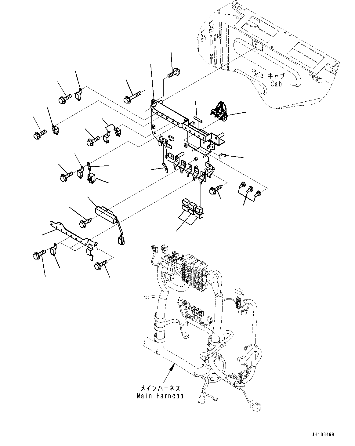 Komatsu parts book diagram for PC170LC-11 S/N 37001-UP: CAB, CAB IN PARTS, PUMP CONTROLLER AND RELAY(#36815-)