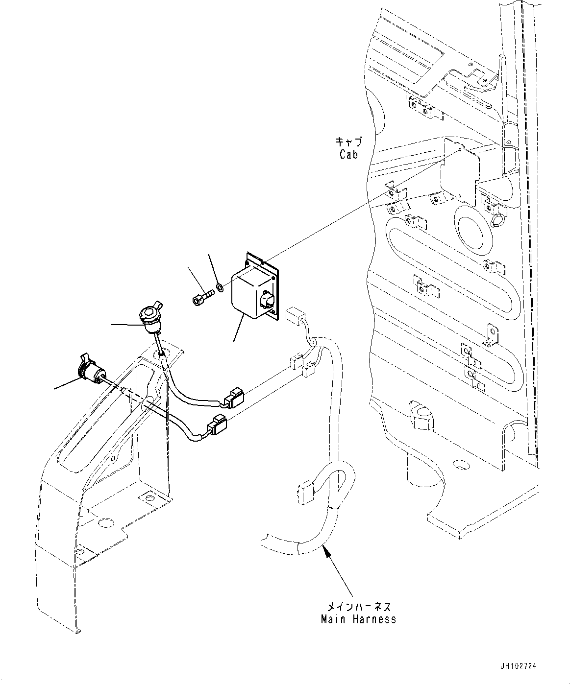 Komatsu parts book diagram for PC170LC-11 S/N 37001-UP: CAB, CAB IN PARTS, REAR COVER, WITH 12V CONVERTER(#37001-)