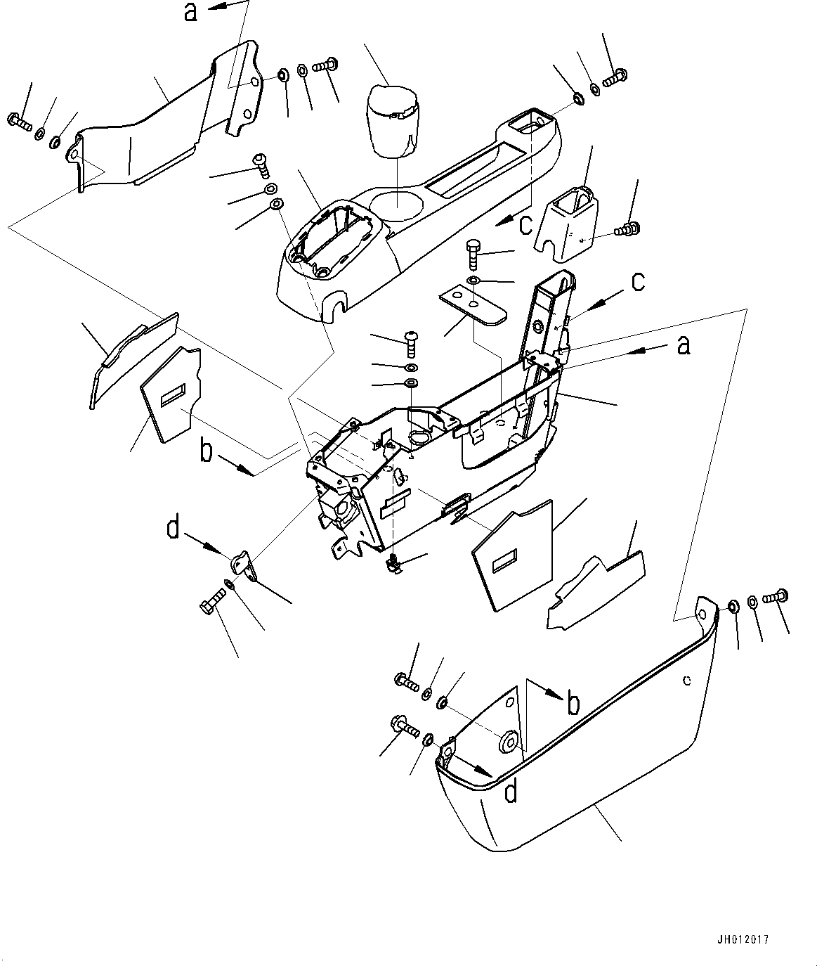 Komatsu parts book diagram for PC170LC-11 S/N 37001-UP: CAB, FLOOR, CONSOLE, L.H.(#37001-)