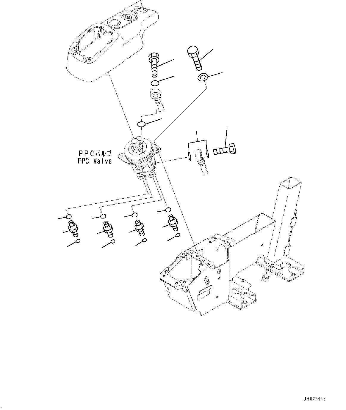 Komatsu parts book diagram for PC170LC-11 S/N 37001-UP: CAB, FLOOR, PPC VALVE MOUNTING FOR WORK EQUIPMENT, R.H.(#37001-)