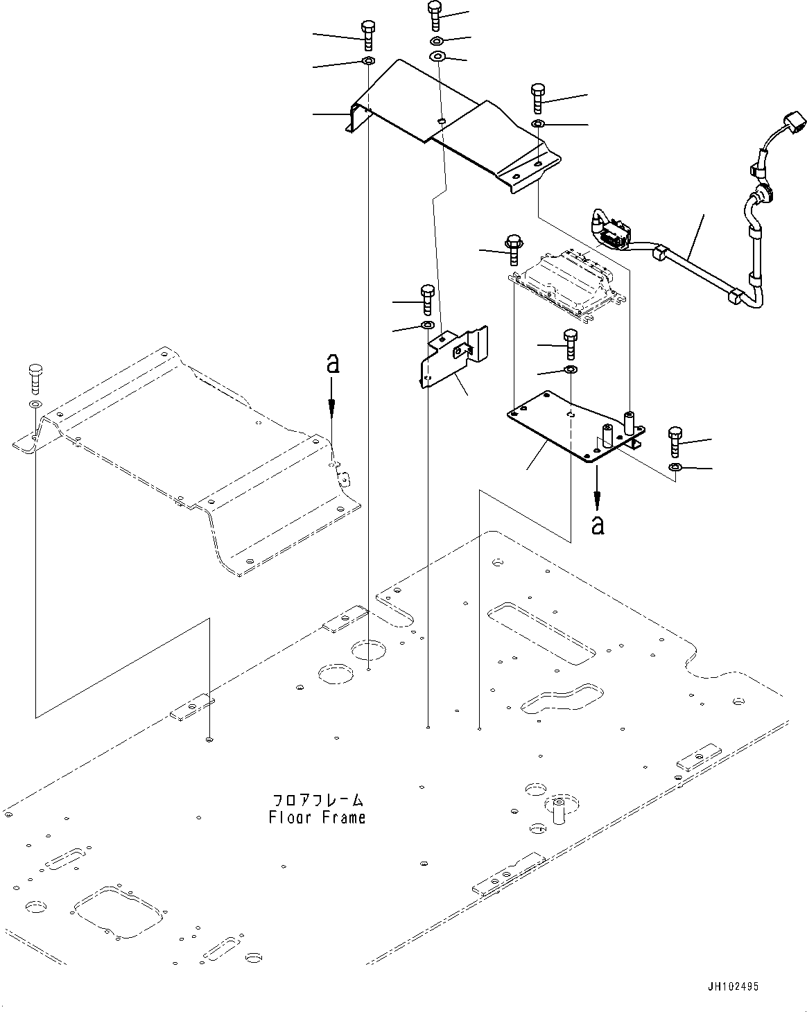 Komatsu parts book diagram for PC170LC-11 S/N 37001-UP: CAB, CAB IN PARTS, KOMVISION COVER(#36798-)