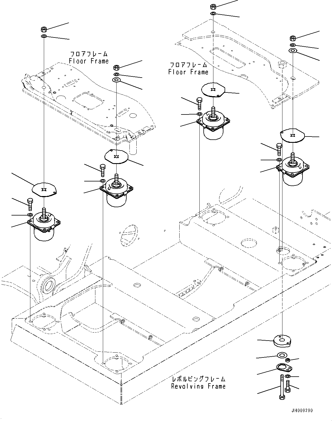 Komatsu parts book diagram for PC170LC-11 S/N 37001-UP: FLOOR MOUNTING, (#35001-)