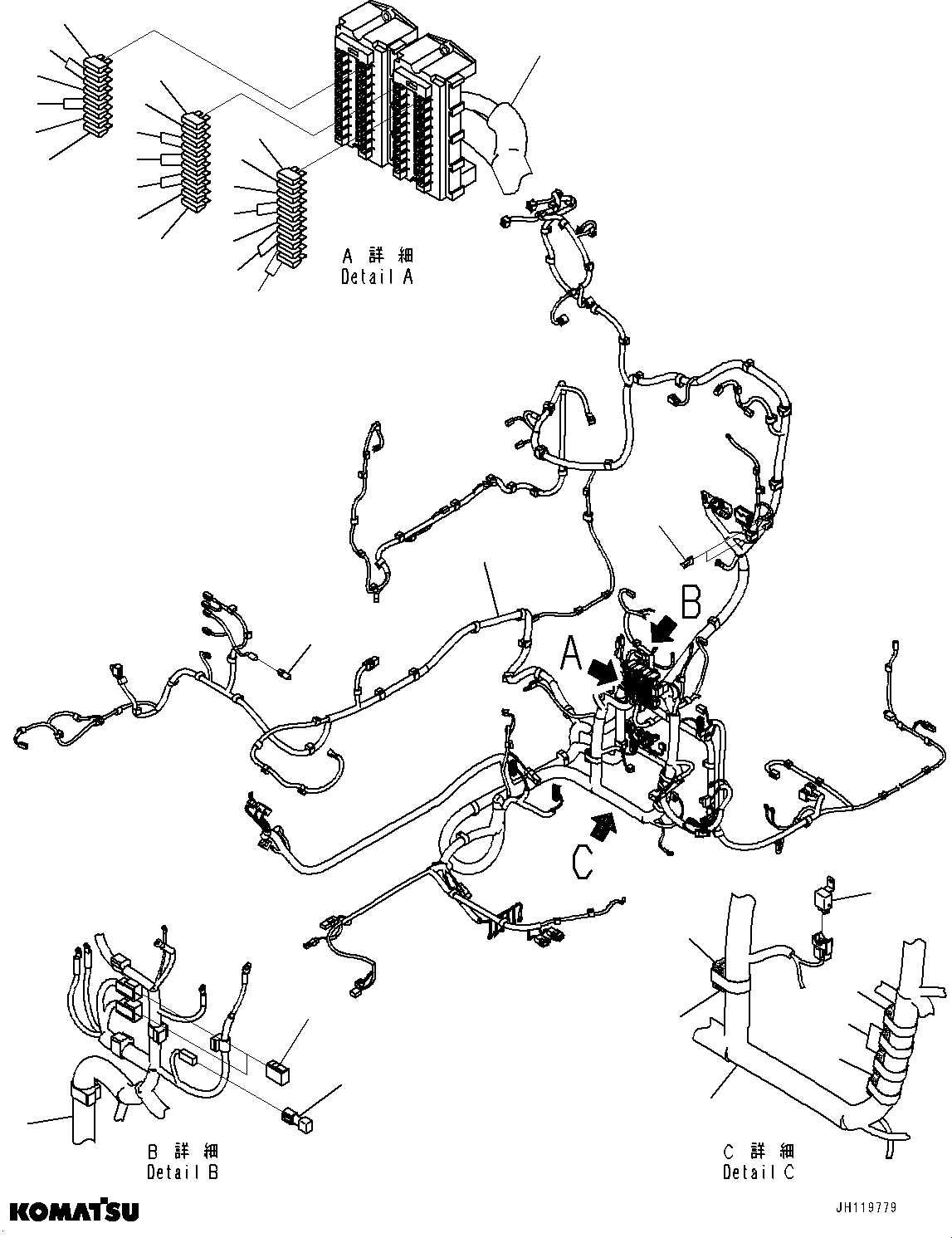 Komatsu parts book diagram for PC170LC-11 S/N 37001-UP: WIRING HARNESS, (1/2)(#37001-)