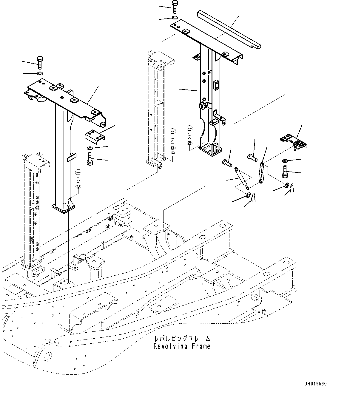 Komatsu parts book diagram for PC170LC-11 S/N 37001-UP: SIDE COVER R.H., FRAME(#35001-)