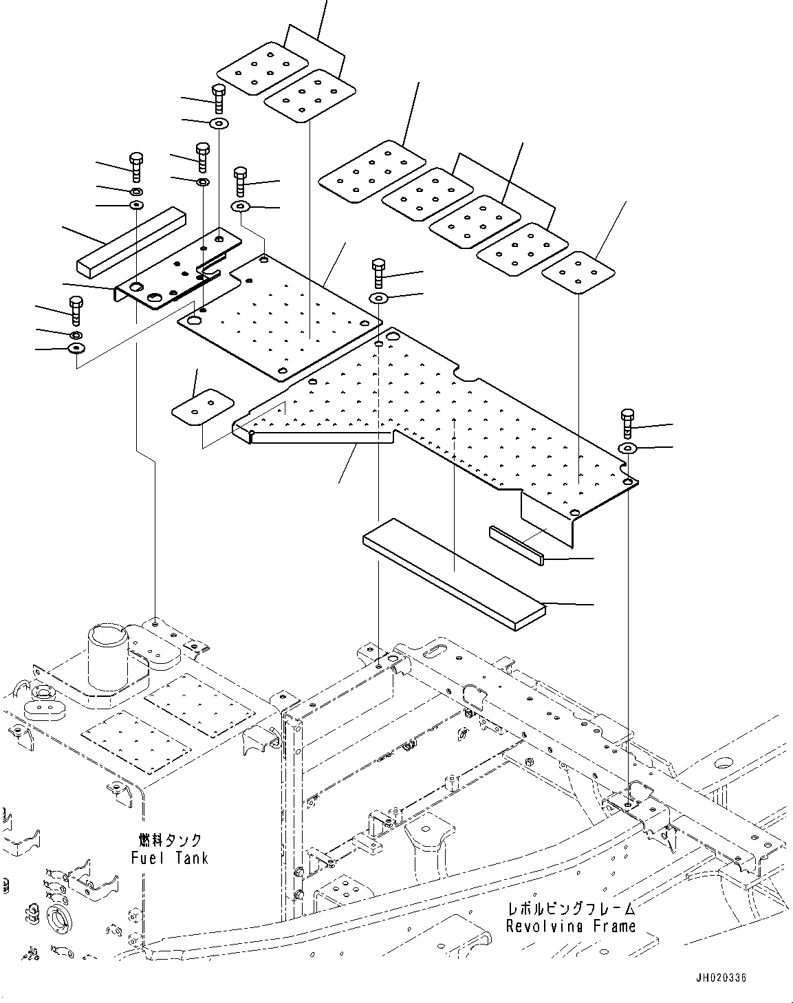 Komatsu parts book diagram for PC170LC-11 S/N 37001-UP: UPPER COVER, COVER (KOMVISION)(#36295-)