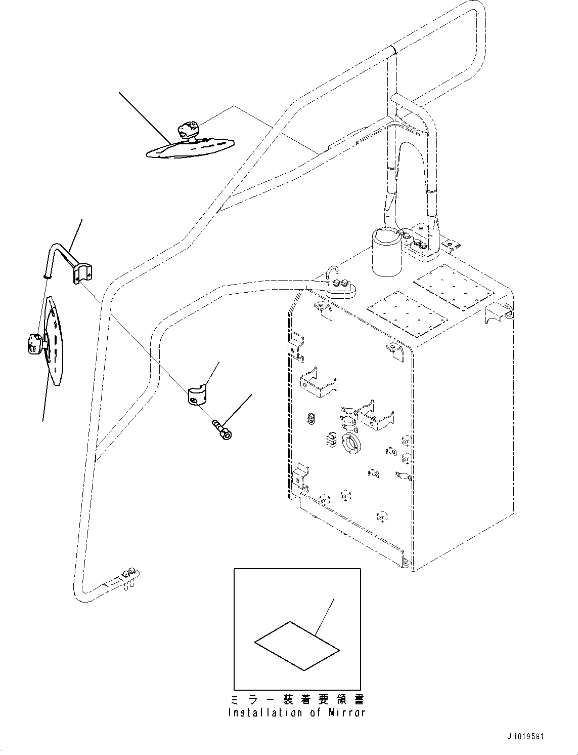 Komatsu parts book diagram for PC170LC-11 S/N 37001-UP: REARVIEW MIRROR R.H., (#35001-)