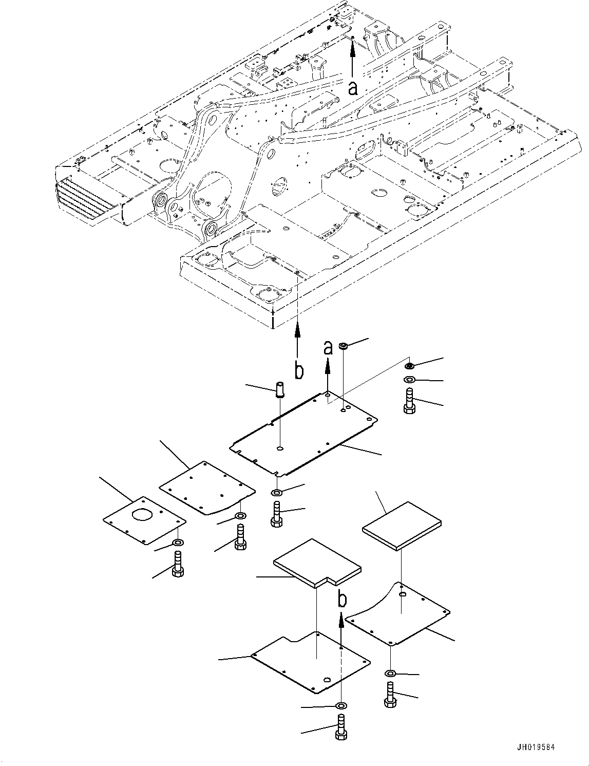 Komatsu parts book diagram for PC170LC-11 S/N 37001-UP: UNDER COVER, (1/2)(#35001-)