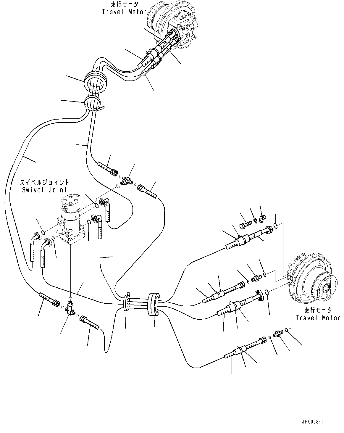 Komatsu parts book diagram for PC170LC-11 S/N 37001-UP: TRAVEL PIPING, (#35001-)