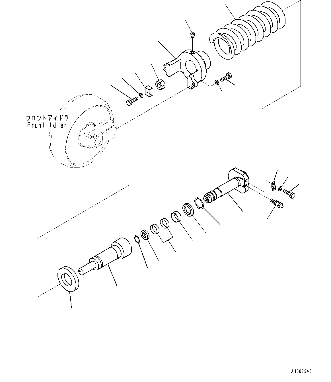Komatsu parts book diagram for PC170LC-11 S/N 37001-UP: FRONT IDLER AND IDLER CUSHION, IDLER CUSHION(#35001-)