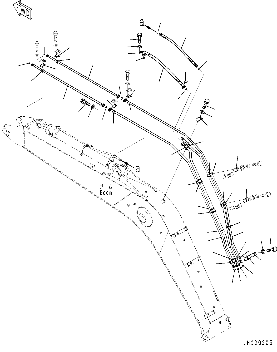 Komatsu parts book diagram for PC170LC-11 S/N 37001-UP: BOOM, ARM AND BUCKET CYLINDER PIPING (5150MM, 1-ADDITIONAL ACTUATOR PIPING, BREAKER)(#35001-)
