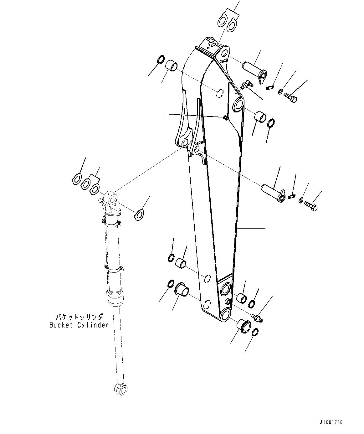 Komatsu parts book diagram for PC170LC-11 S/N 37001-UP: ARM, ARM AND PIN (2620MM)(#37001-)