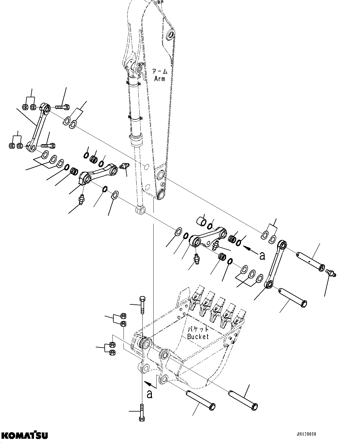 Komatsu parts book diagram for PC170LC-11 S/N 37001-UP: ARM, BUCKET LINK (LIFTING EYE LINK SPECIFICATION)(#37001-)