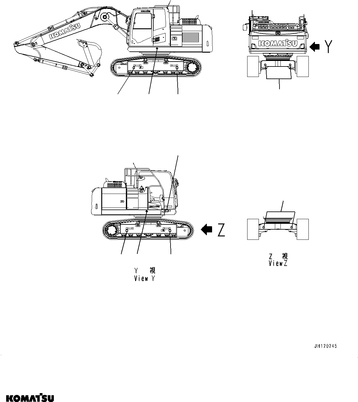 Komatsu parts book diagram for PC170LC-11 S/N 37001-UP: BALANCING POSITION AND LIFT POINT MARK, (#37001-)