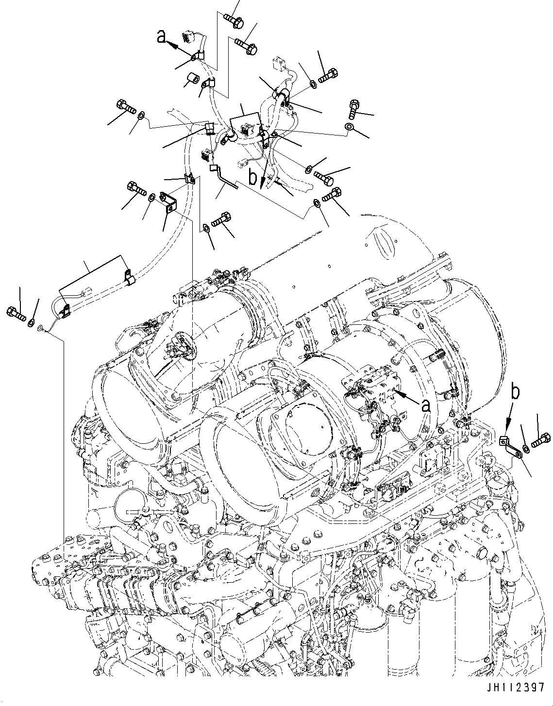 Bulldozers Komatsu / D155CX-8 S/N 160001-UP(1002596c) / Engine Wiring Harness, Mounting (1/2)(#160001-)(B003004 : B0500-001004)