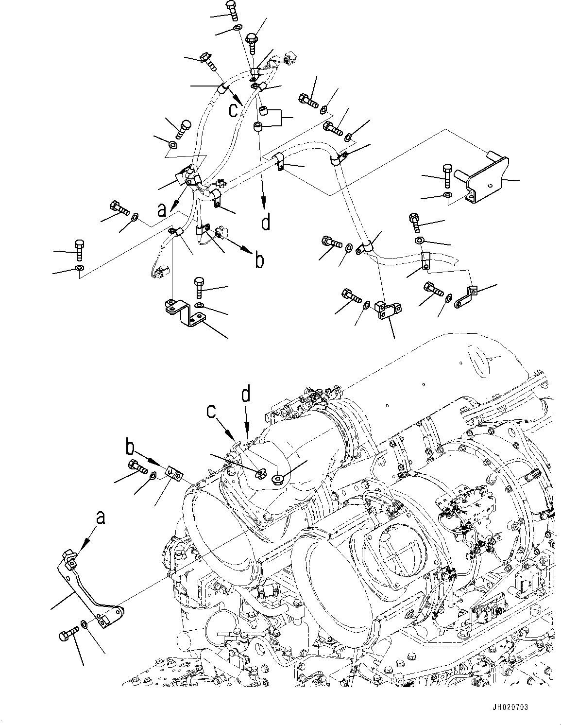 Bulldozers Komatsu / D155CX-8 S/N 160001-UP(1002596c) / Engine Wiring Harness, Mounting (2/2)(#160001-)(B003005 : B0500-001005)