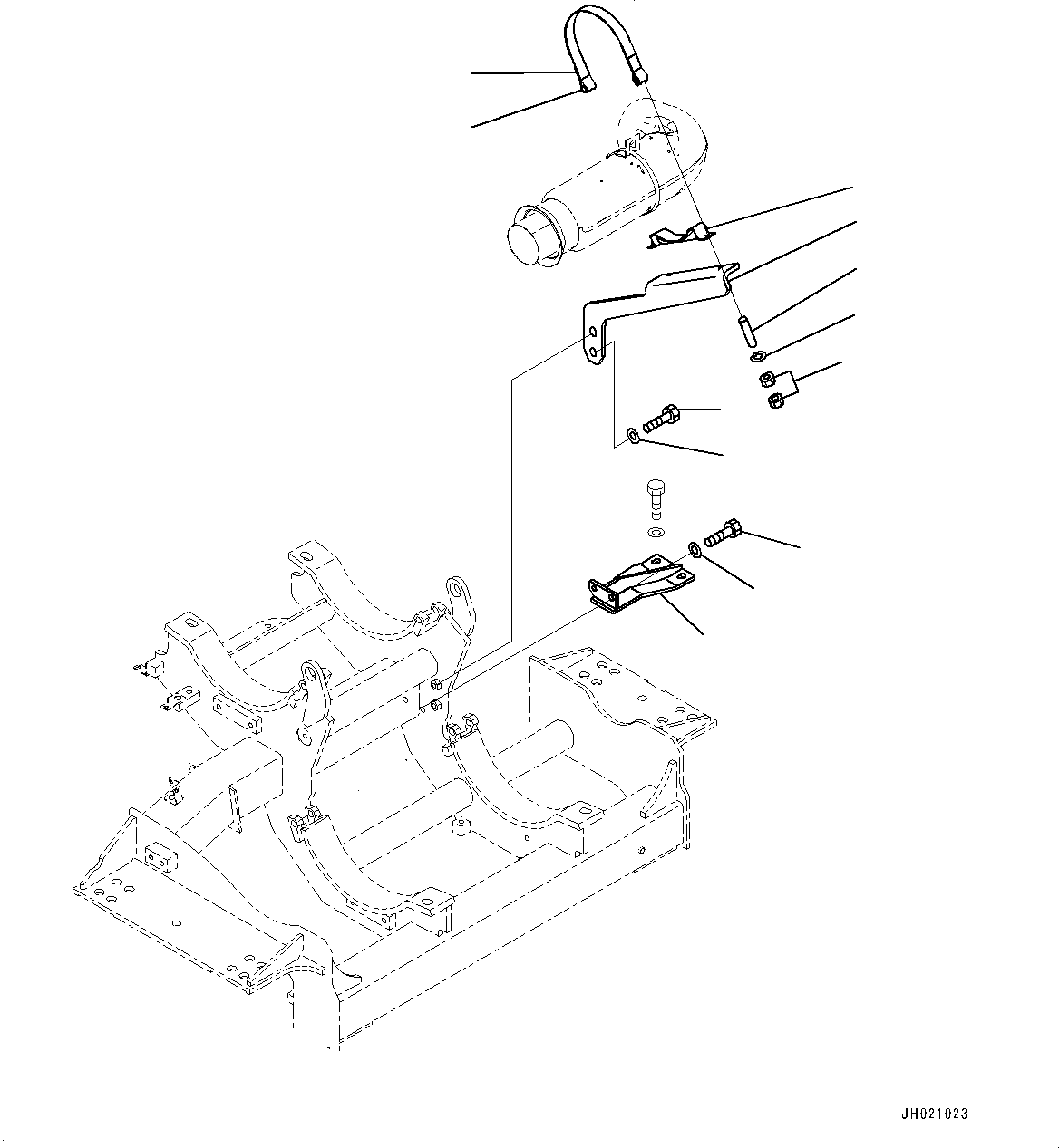Komatsu parts book diagram for PC490LC-11 S/N 87001-UP (For KAL): EXHAUST, MIXING TUBE BRACKET(#85001-)