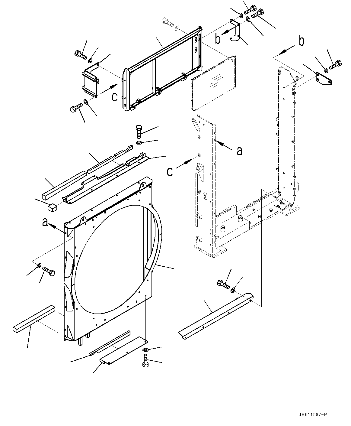 Komatsu parts book diagram for PC490LC-11 S/N 87001-UP (For KAL): COOLING SYSTEM, SHROUD (1/2)(#85153-)