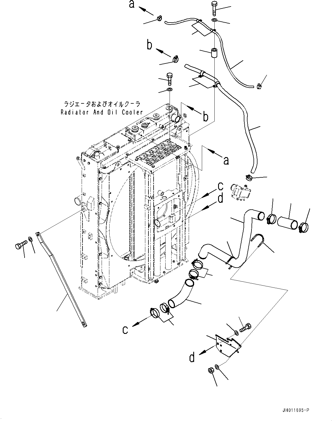 Komatsu parts book diagram for PC490LC-11 S/N 87001-UP (For KAL): COOLING SYSTEM, STAY AND AIR PIPING(#85001-85152)