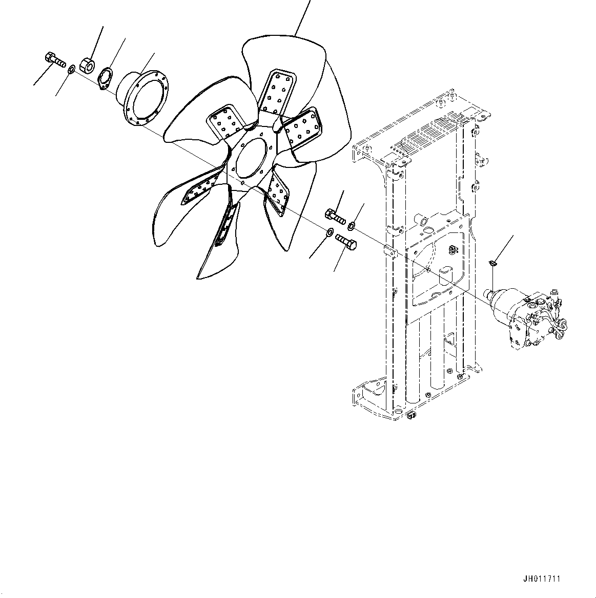 Komatsu parts book diagram for PC490LC-11 S/N 87001-UP (For KAL): COOLING SYSTEM, FAN MOUNTING(#85153-)