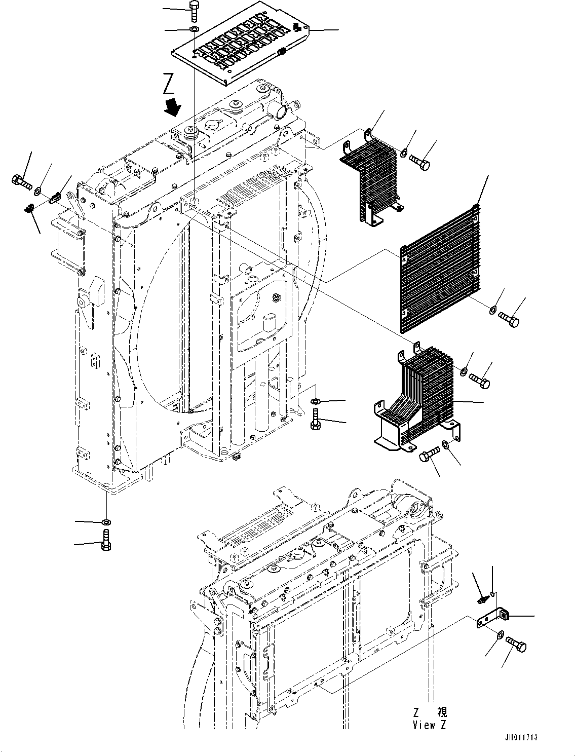 Komatsu parts book diagram for PC490LC-11 S/N 87001-UP (For KAL): COOLING SYSTEM, GUARD(#85153-)