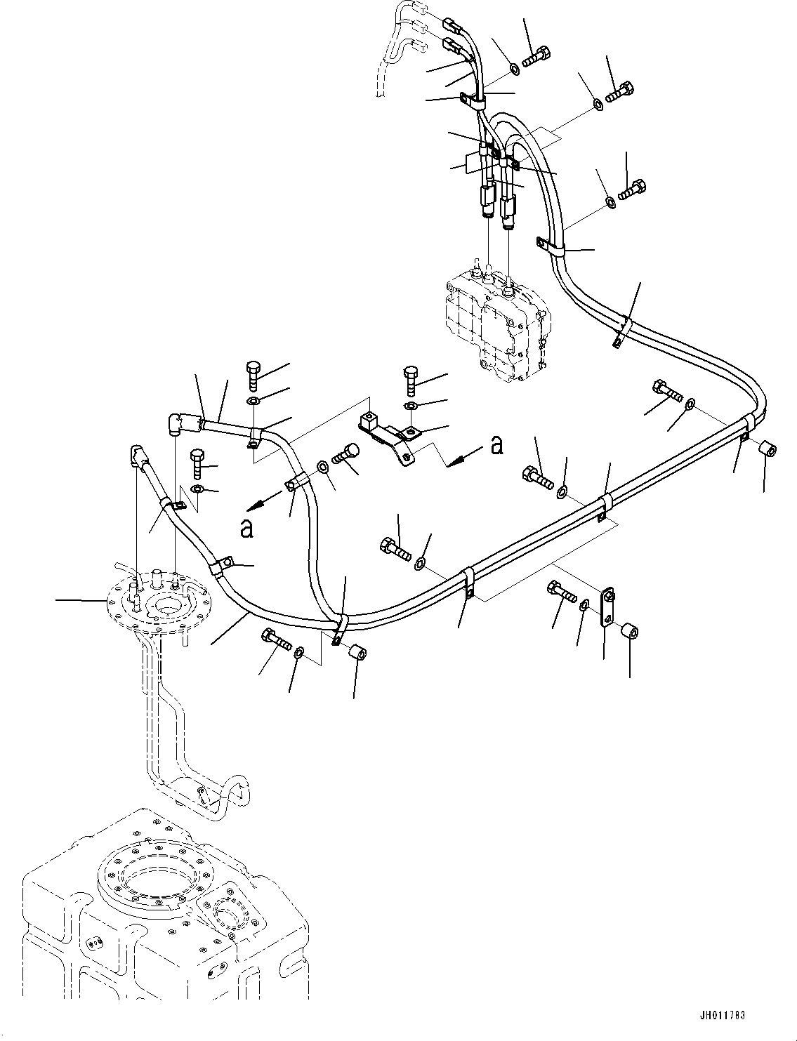 Komatsu parts book diagram for PC490LC-11 S/N 87001-UP (For KAL): DEF PIPING, SUCTION AND RETURN PIPING(#85112-86052)