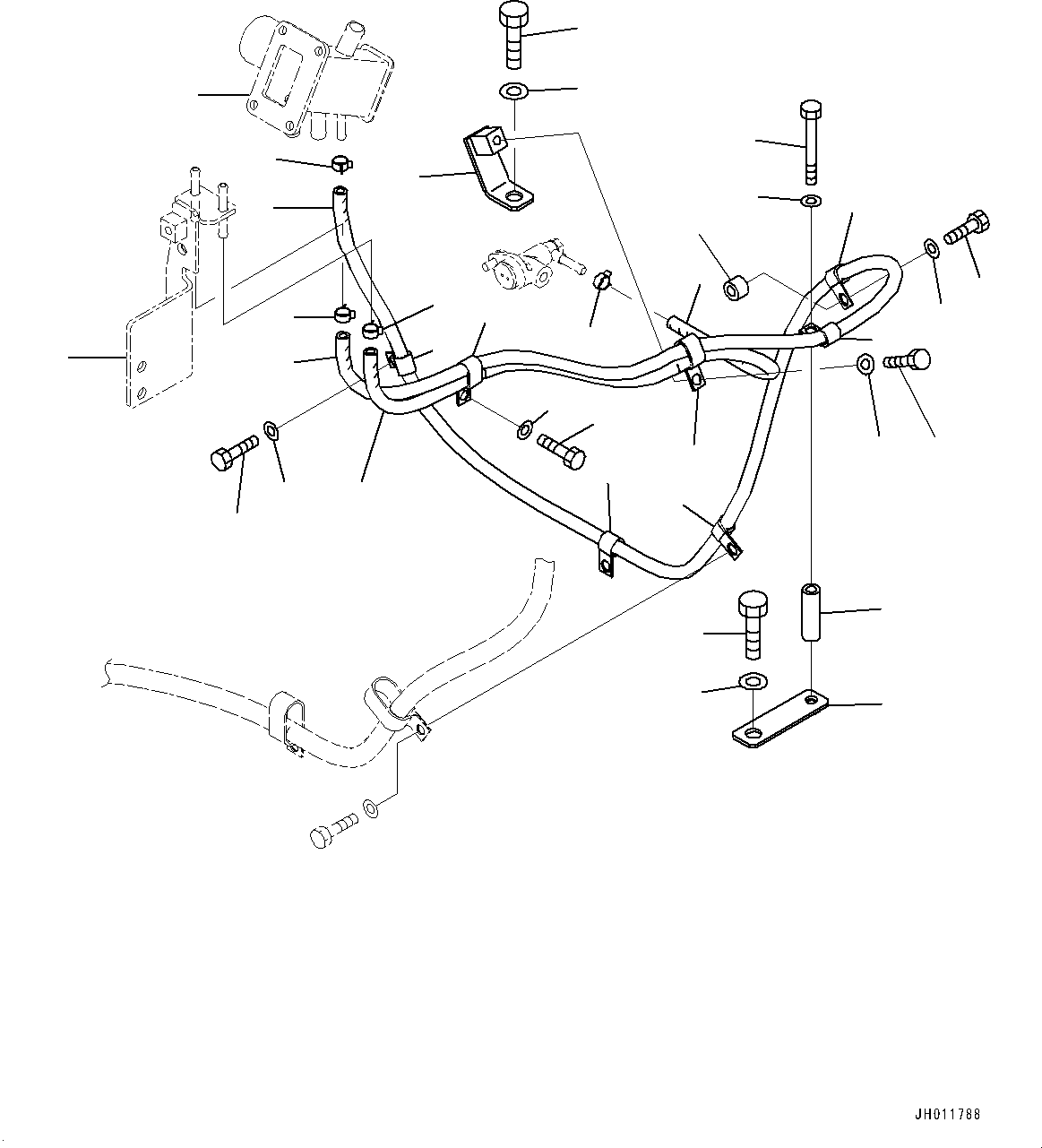 Komatsu parts book diagram for PC490LC-11 S/N 87001-UP (For KAL): DEF PIPING, DOSING MODULE COOLANT HOSE(#85112-)