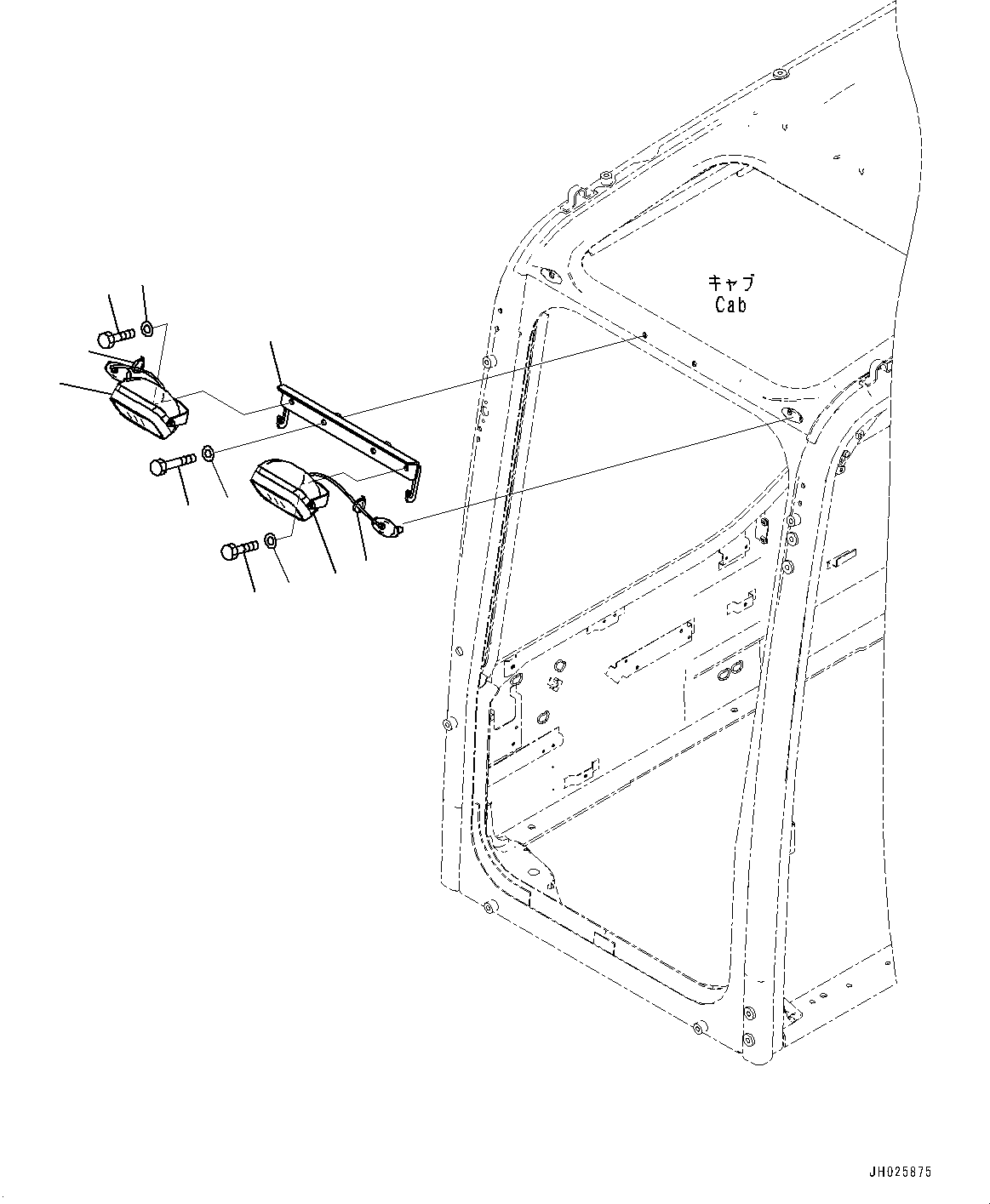 Komatsu parts book diagram for PC490LC-11 S/N 87001-UP (For KAL): ADDITIONAL WORKING LAMP, (#85001-)