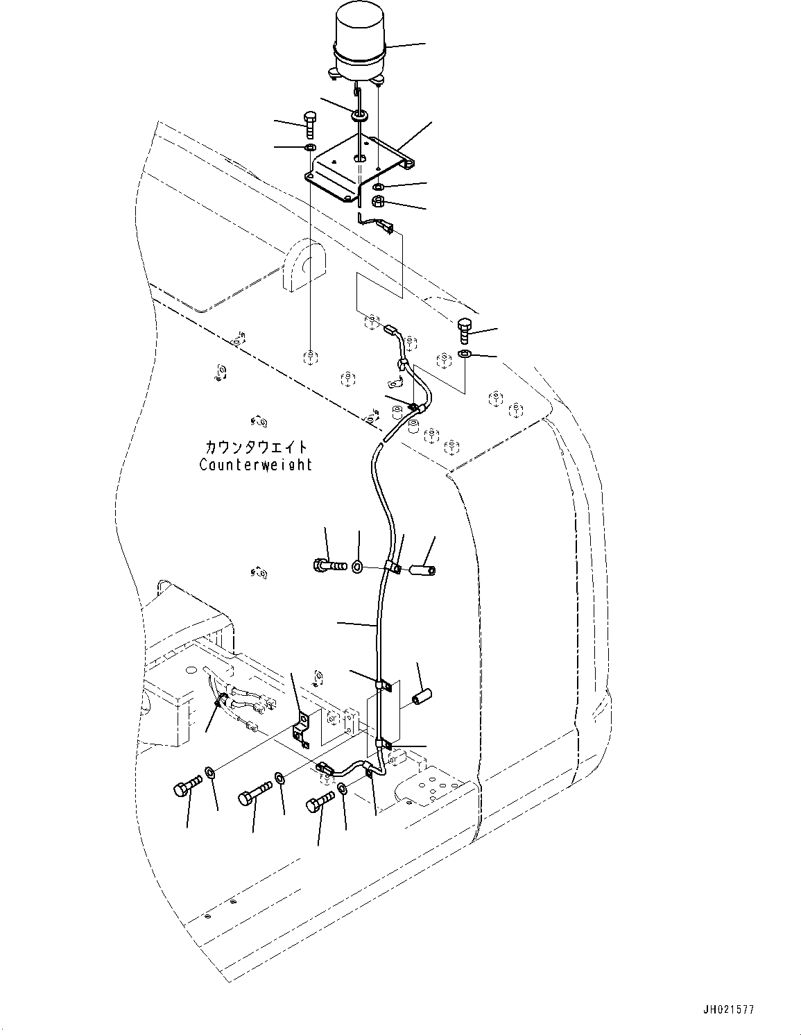 Komatsu parts book diagram for PC490LC-11 S/N 87001-UP (For KAL): BEACON LAMP, REAR(#85001-86094)